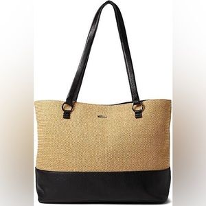 Hammitt Andersen Black Leather Totew/Spanish Raffia Gunmetal Hardware✨BRAND NEW✨